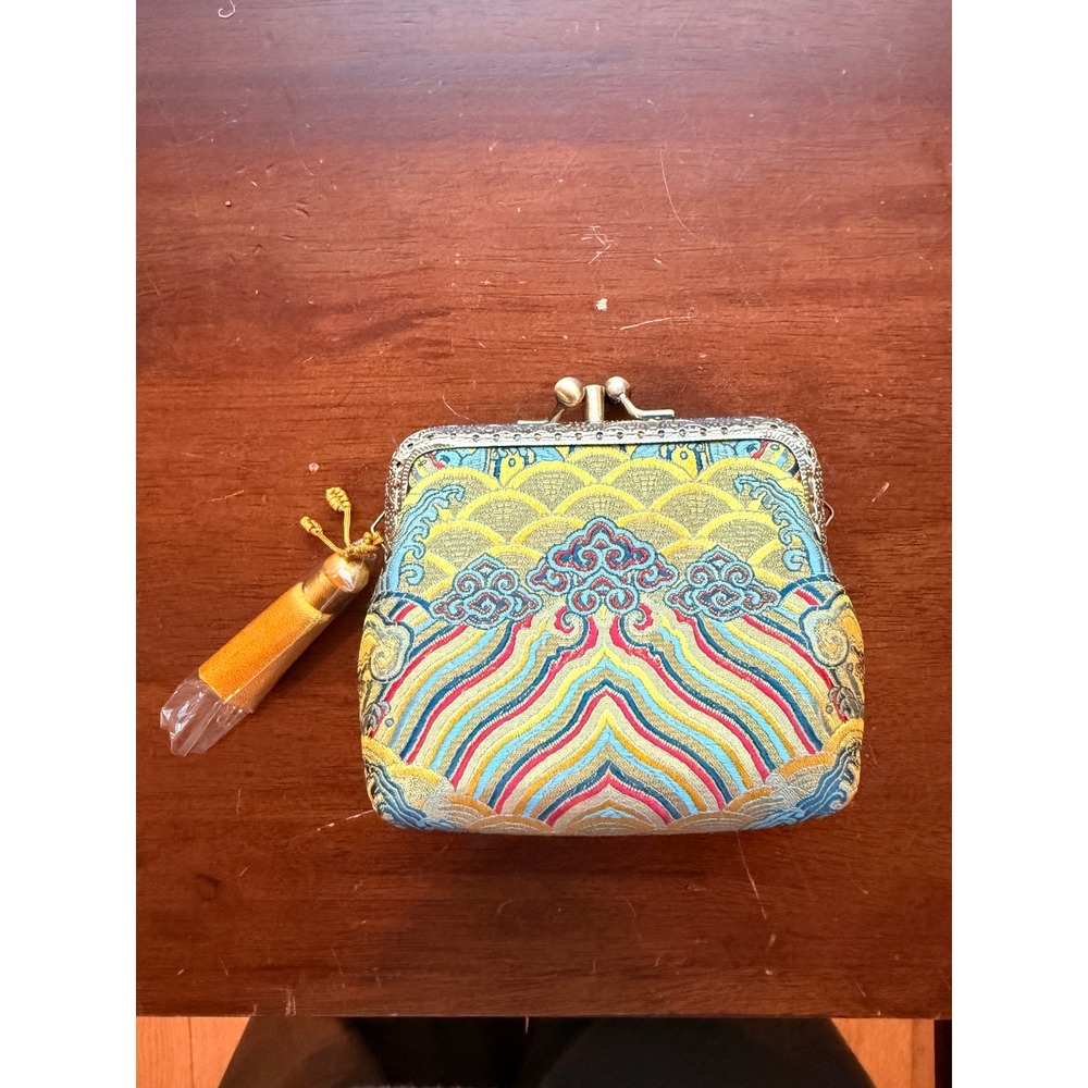 Women's Handmade Silk Tapestry Satin‎ Top 4x4 Buckle Coin Purse